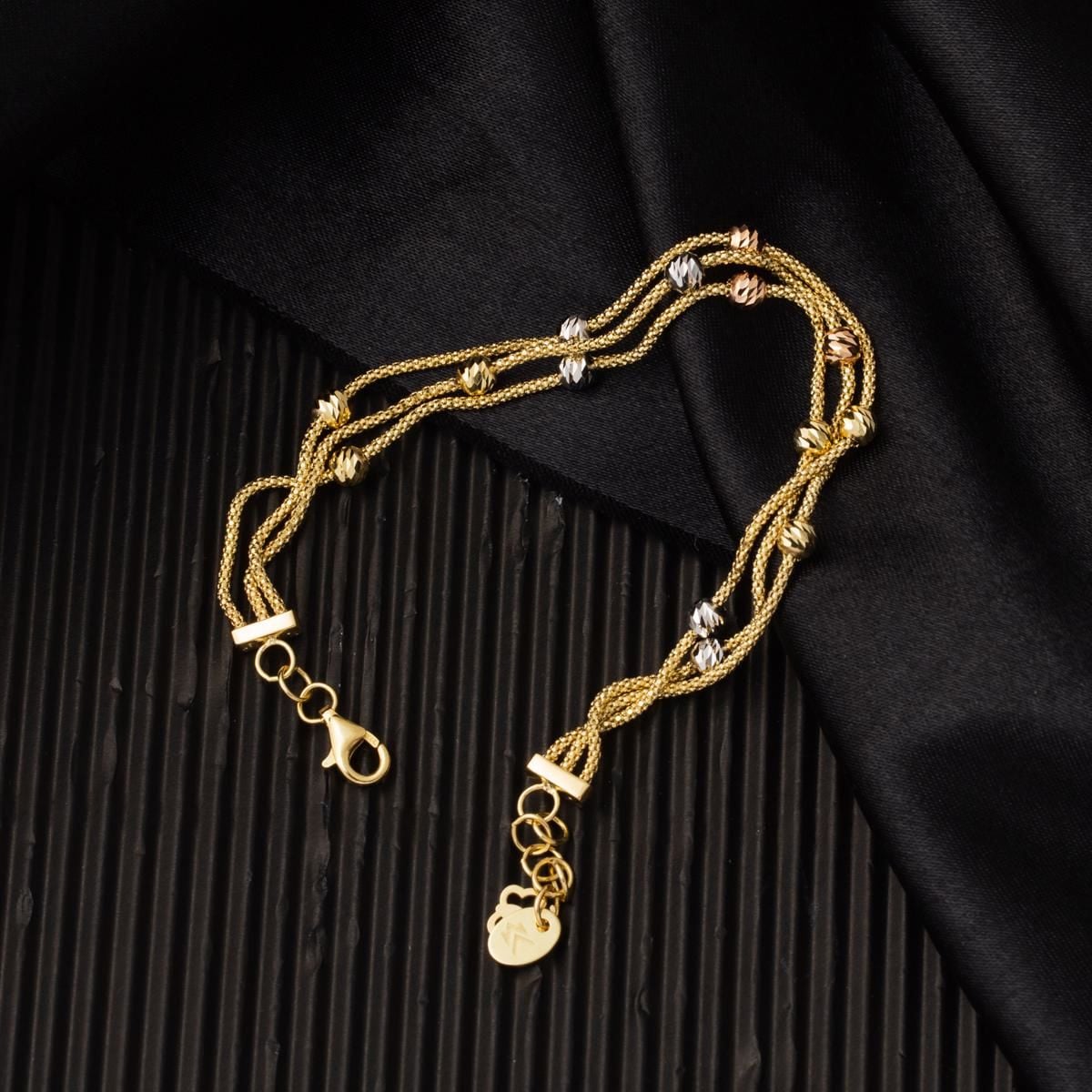 14K Yellow Gold Italian Style Gold Bead Bracelet