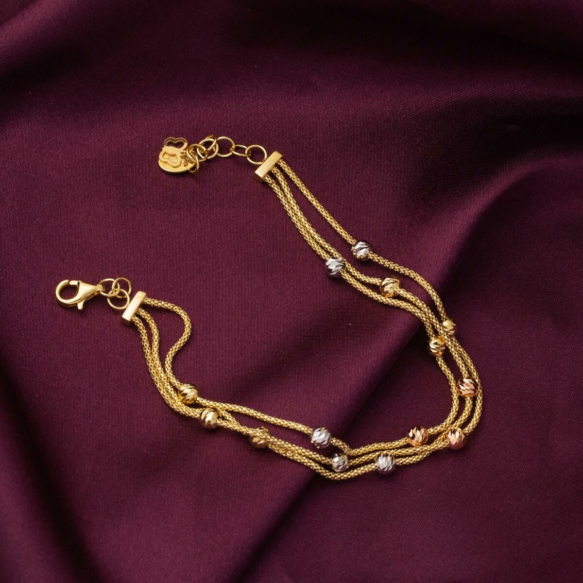 14K Yellow Gold Italian Style Gold Bead Bracelet