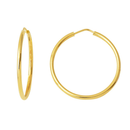 14K Yellow Gold Hoop Earrings 2.5 cm Diameter