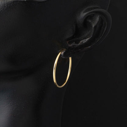 14K Yellow Gold Hoop Earrings 2.5 cm Diameter