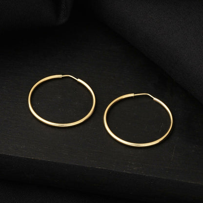 14K Yellow Gold Hoop Earrings 2.5 cm Diameter