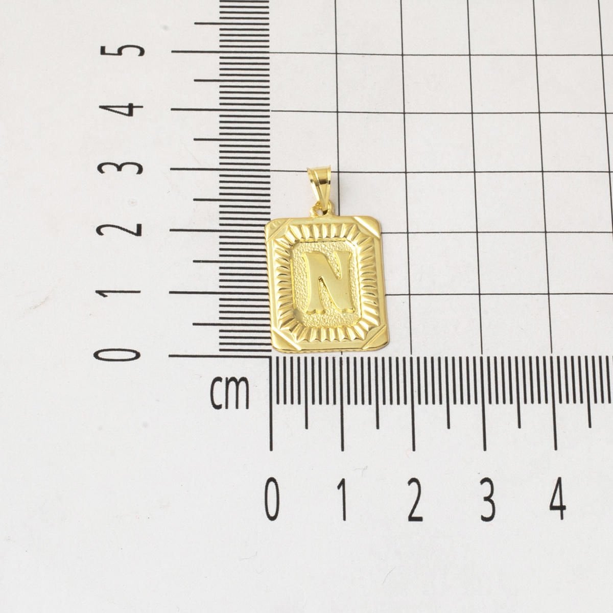 14K Yellow Gold Square Plate Initial N Necklace