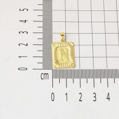 14K Yellow Gold Square Plate Initial N Necklace