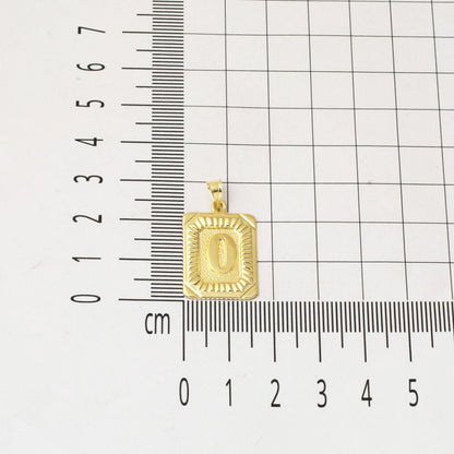 14K Yellow Gold Square Plate O Initial Necklace