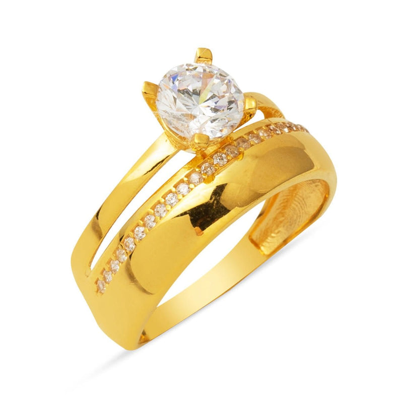 22K Yellow Gold Wedding Band Solitaire Cubic Zirconia Ring (4.75 g)