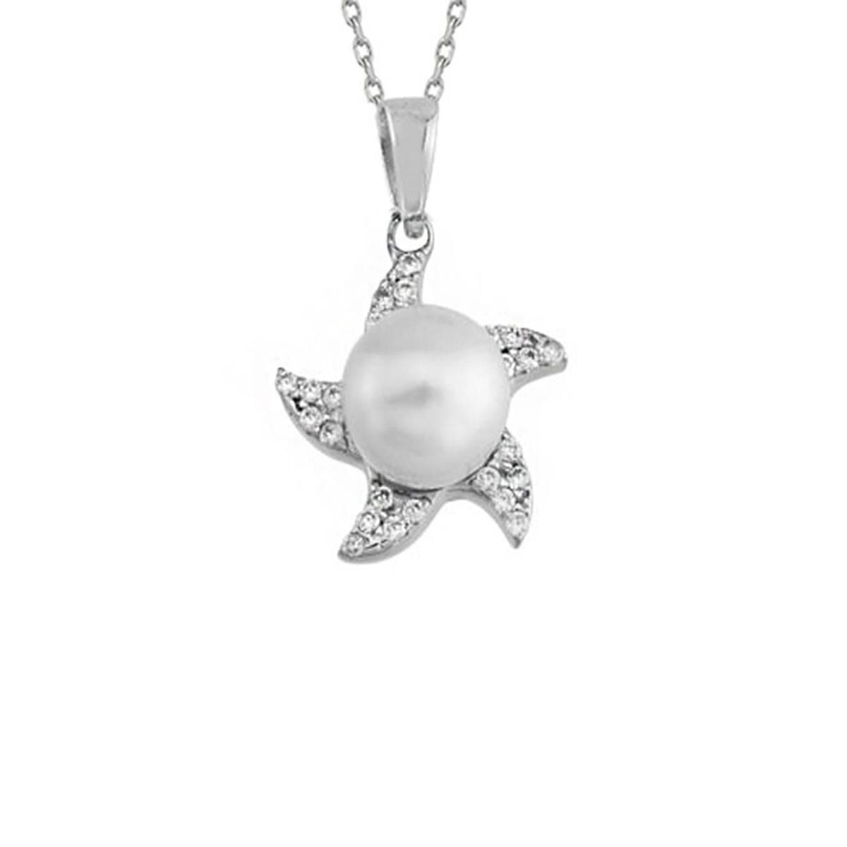 14K White Gold Andrea Pearl Necklace
