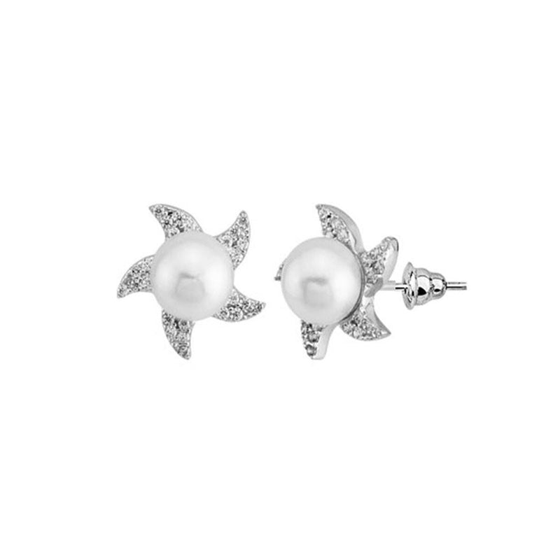 14K White Gold Andrea Pearl Earrings