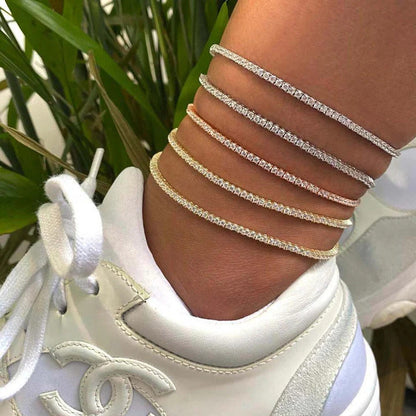 4.0 ct. tw. Classic Four-Prong Natural Diamond Tennis Anklet Bracelet in 18K White Gold