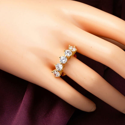 14K Yellow Gold Antares Five Stone Cubic Zirconia Ring