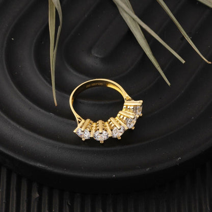 14K Yellow Gold Antares Five Stone Cubic Zirconia Ring