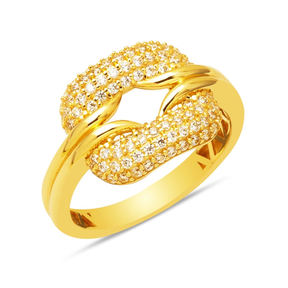 14K Yellow Gold Love Knot Cubic Zirconia Ring