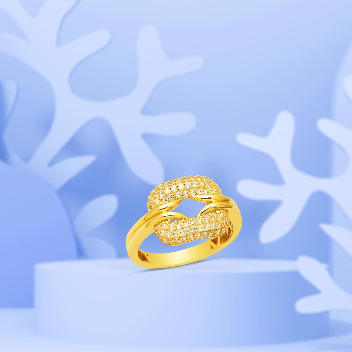 14K Yellow Gold Love Knot Cubic Zirconia Ring