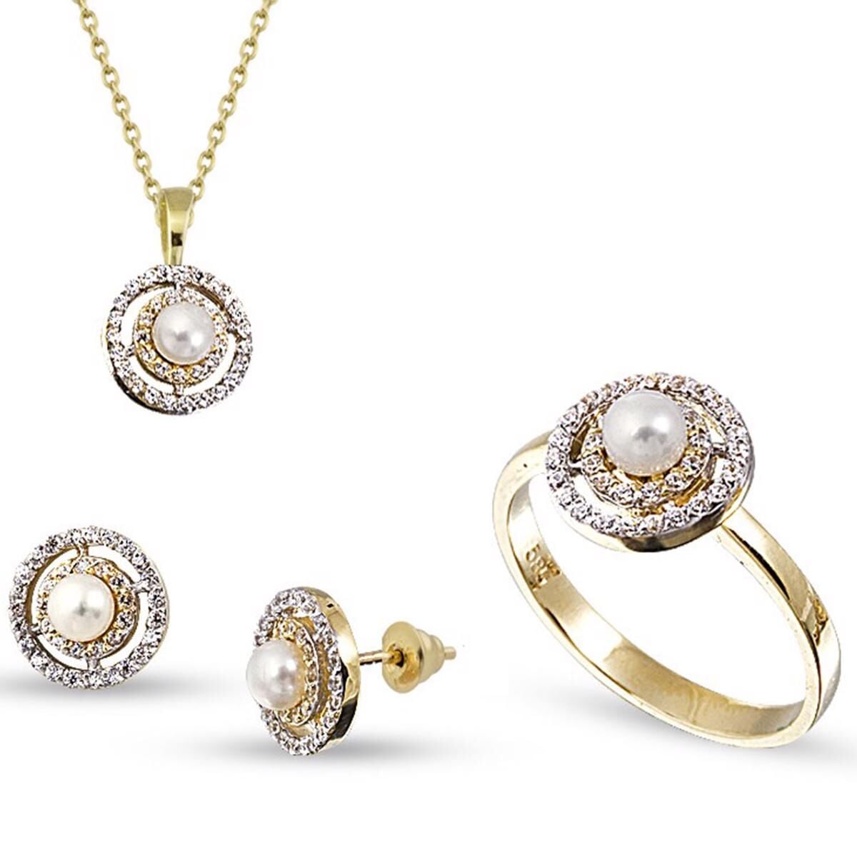 14K Yellow Gold Asti Pearl Jewelry Set