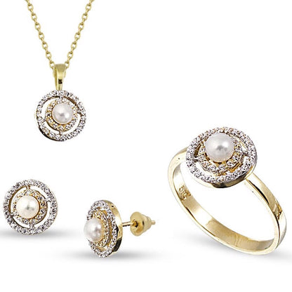 14K Yellow Gold Asti Pearl Jewelry Set