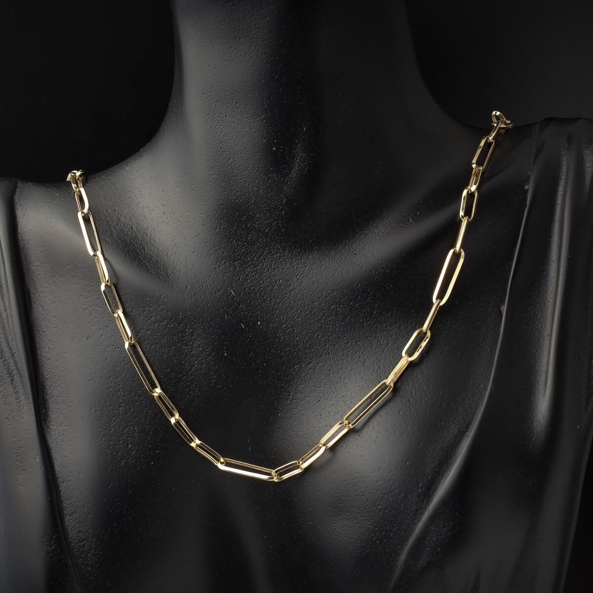 14K Yellow Gold Paperclip Hoop Chain Jewelry Set