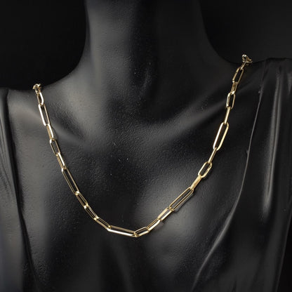 14K Yellow Gold Paperclip Hoop Chain Jewelry Set