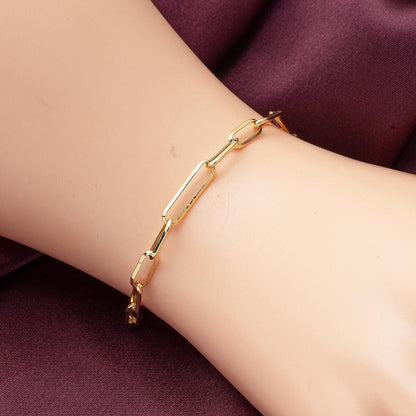 14K Yellow Gold Paperclip Hoop Chain Jewelry Set