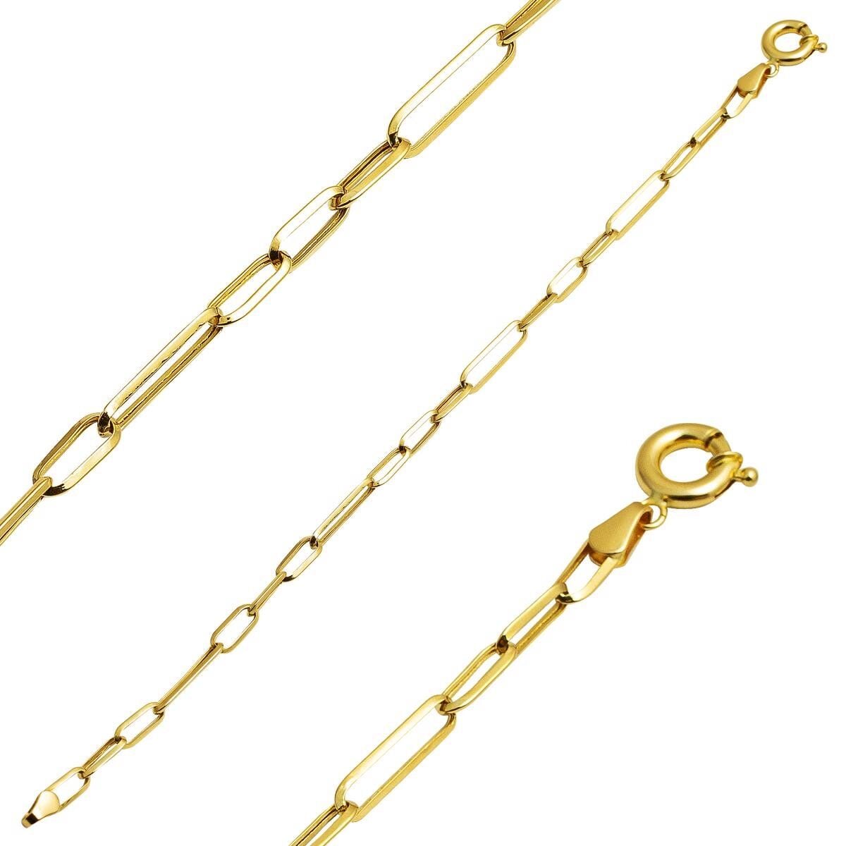 14K Yellow Gold Paperclip Hoop Chain Jewelry Set