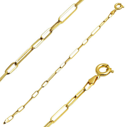 14K Yellow Gold Paperclip Hoop Chain Jewelry Set