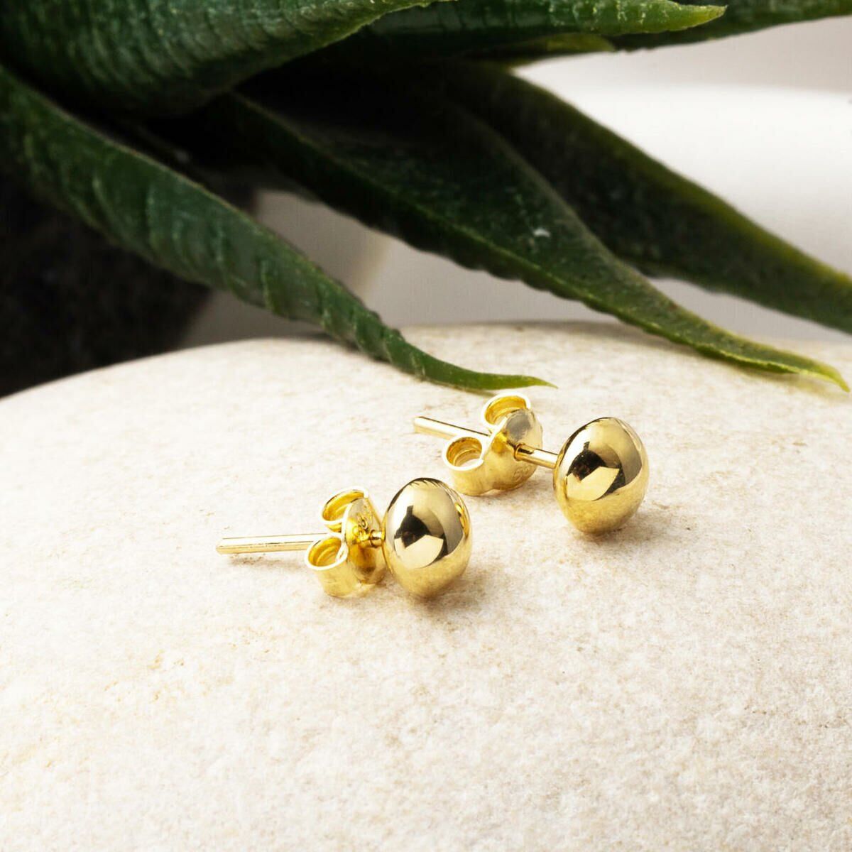 14K Yellow Gold Mirror Mini Ball Earrings