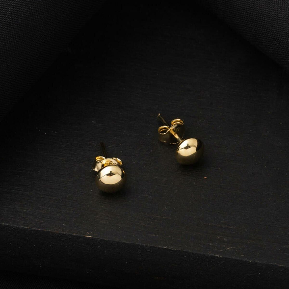 14K Yellow Gold Mirror Mini Ball Earrings