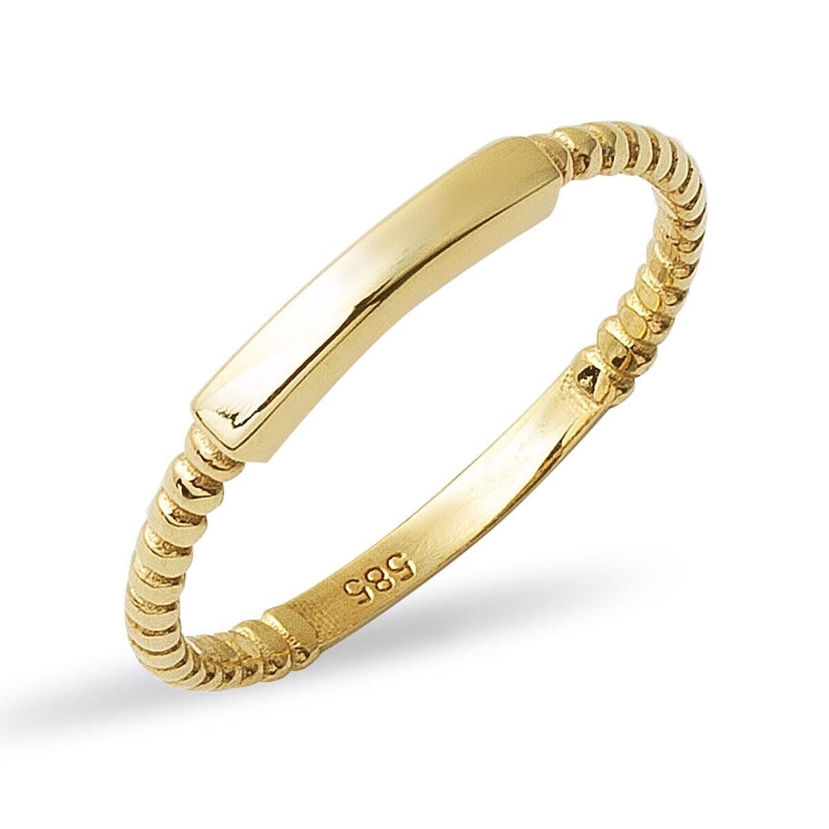 14K Yellow Gold Mirror Belt Pinky Ring