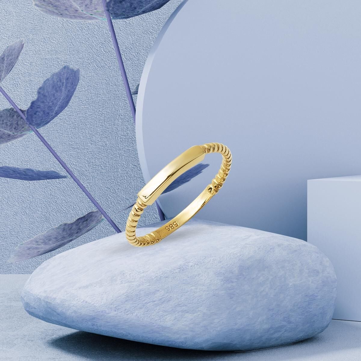 14K Yellow Gold Mirror Belt Pinky Ring