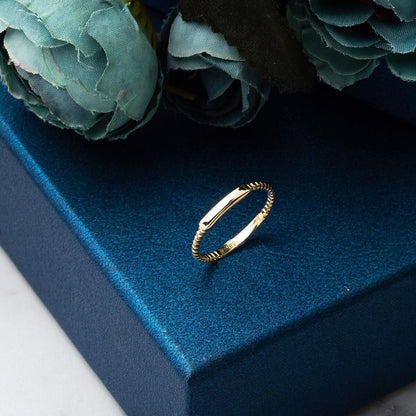 14K Yellow Gold Mirror Belt Pinky Ring