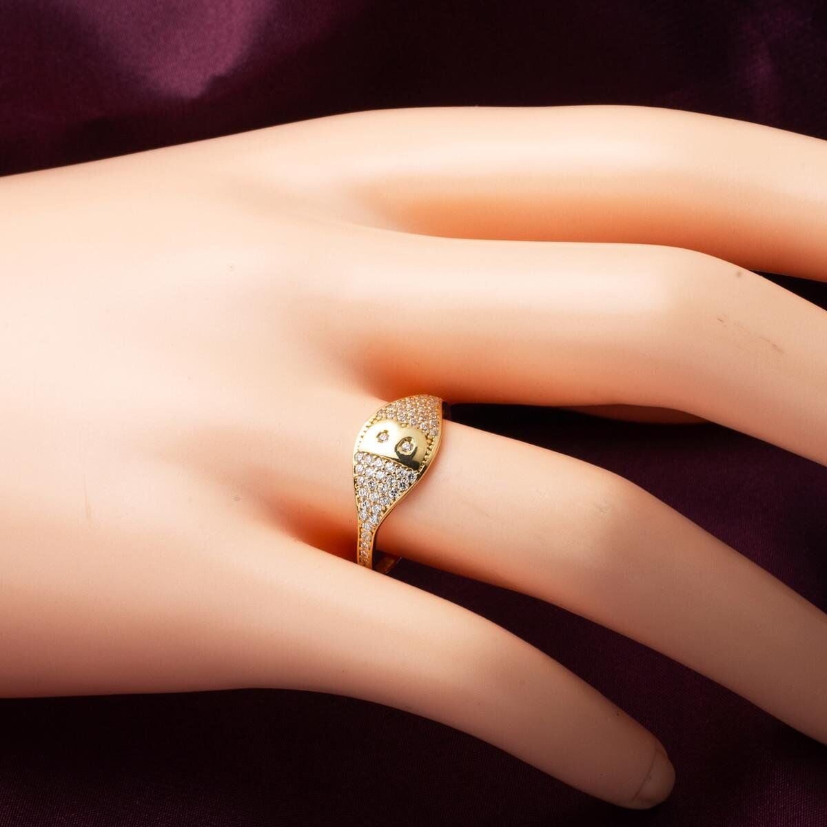 14K Yellow Gold Initial B Cubic Zirconia Ring (1.4 g)
