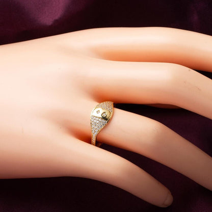 14K Yellow Gold Initial B Cubic Zirconia Ring (1.4 g)