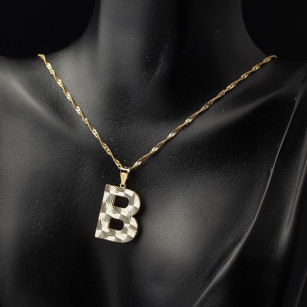 14K Yellow Gold 3 Dimensional B Initial Pendant