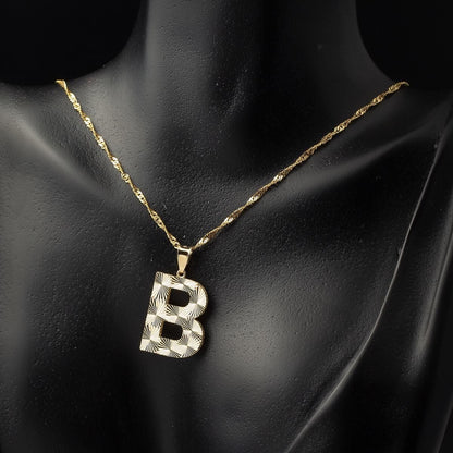 14K Yellow Gold 3 Dimensional B Initial Pendant
