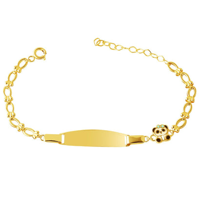14K Yellow Gold Panda Name Enamel Children's ID Bracelet