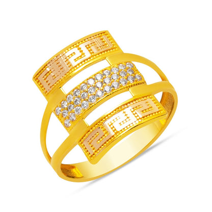 14K Yellow Gold Designer Inspired Cubic Zirconia Ring