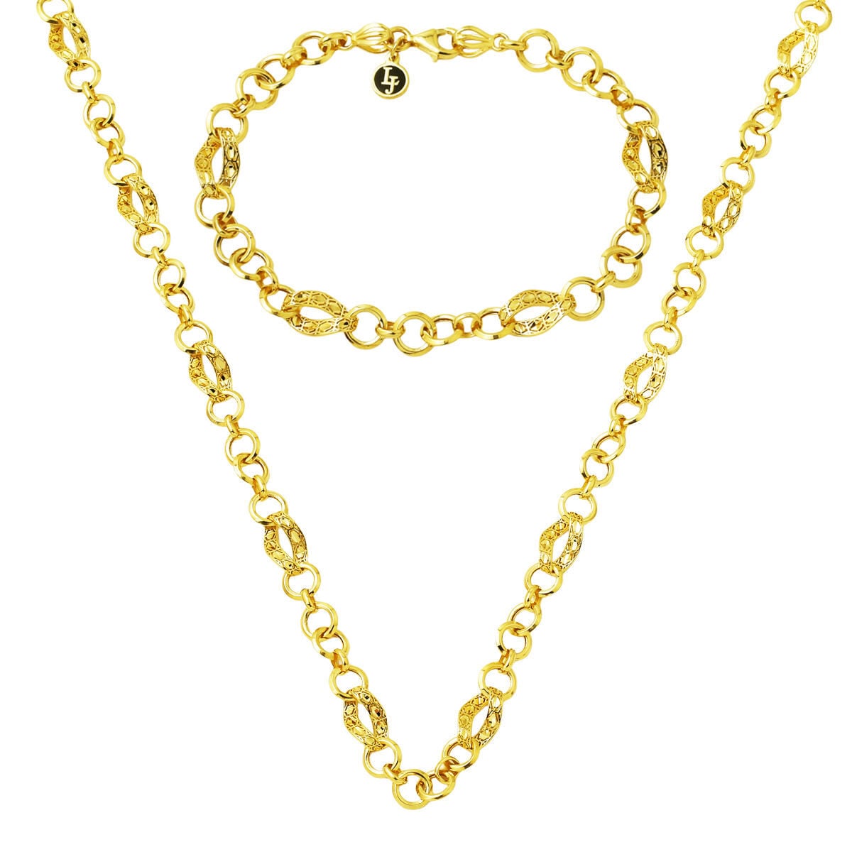 14K Yellow Gold Flower of Life Hoop Jewelry Set