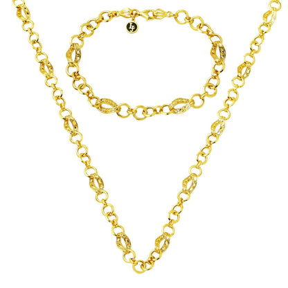 14K Yellow Gold Flower of Life Hoop Jewelry Set