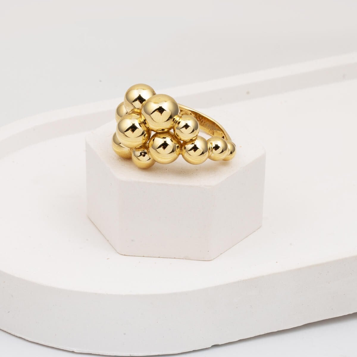 14K Yellow Gold Cluster Ring