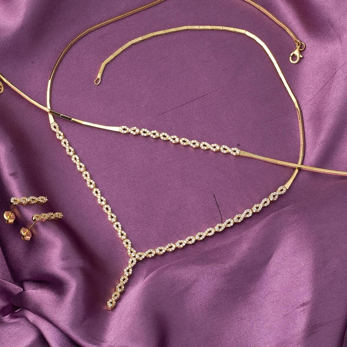 14K Yellow Gold Infinity Cubic Zirconia Jewelry Set