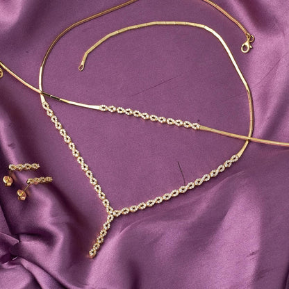 14K Yellow Gold Infinity Cubic Zirconia Jewelry Set