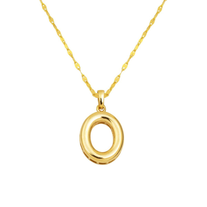 14K Yellow Gold Balloon Initial O Necklace
