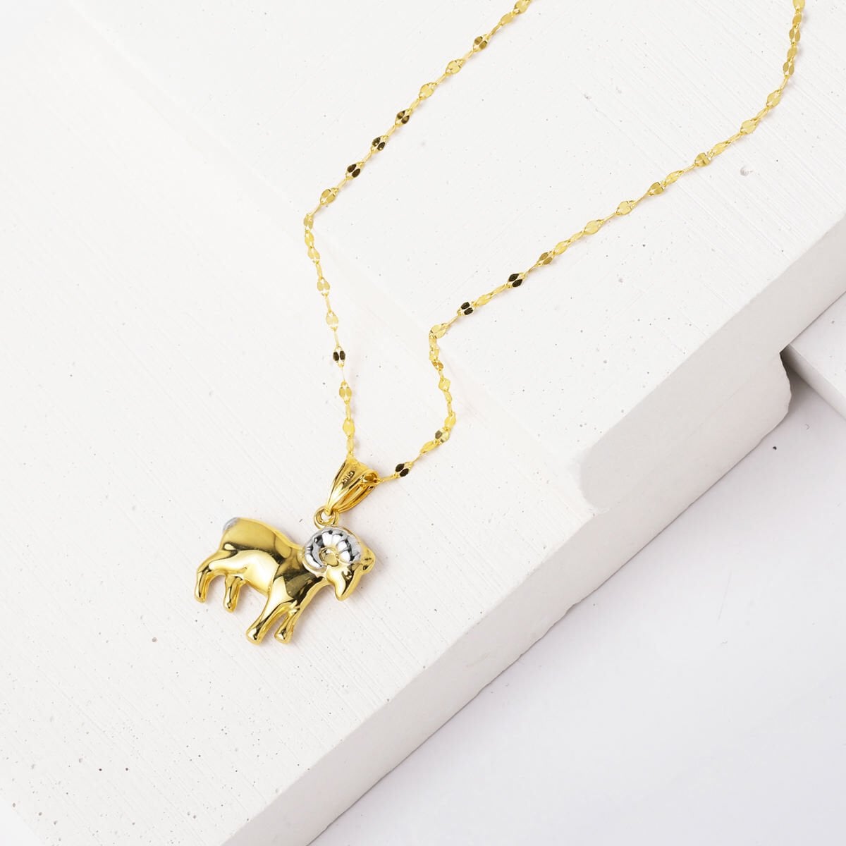 14K Yellow Gold Aries Zodiac Pendant