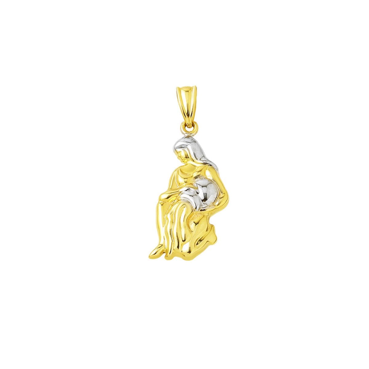 14K Yellow Gold Zodiac Aquarius Pendant