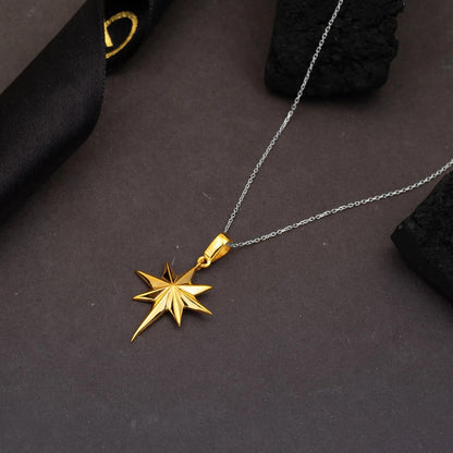 22K Yellow Gold North Star Medium Pendant