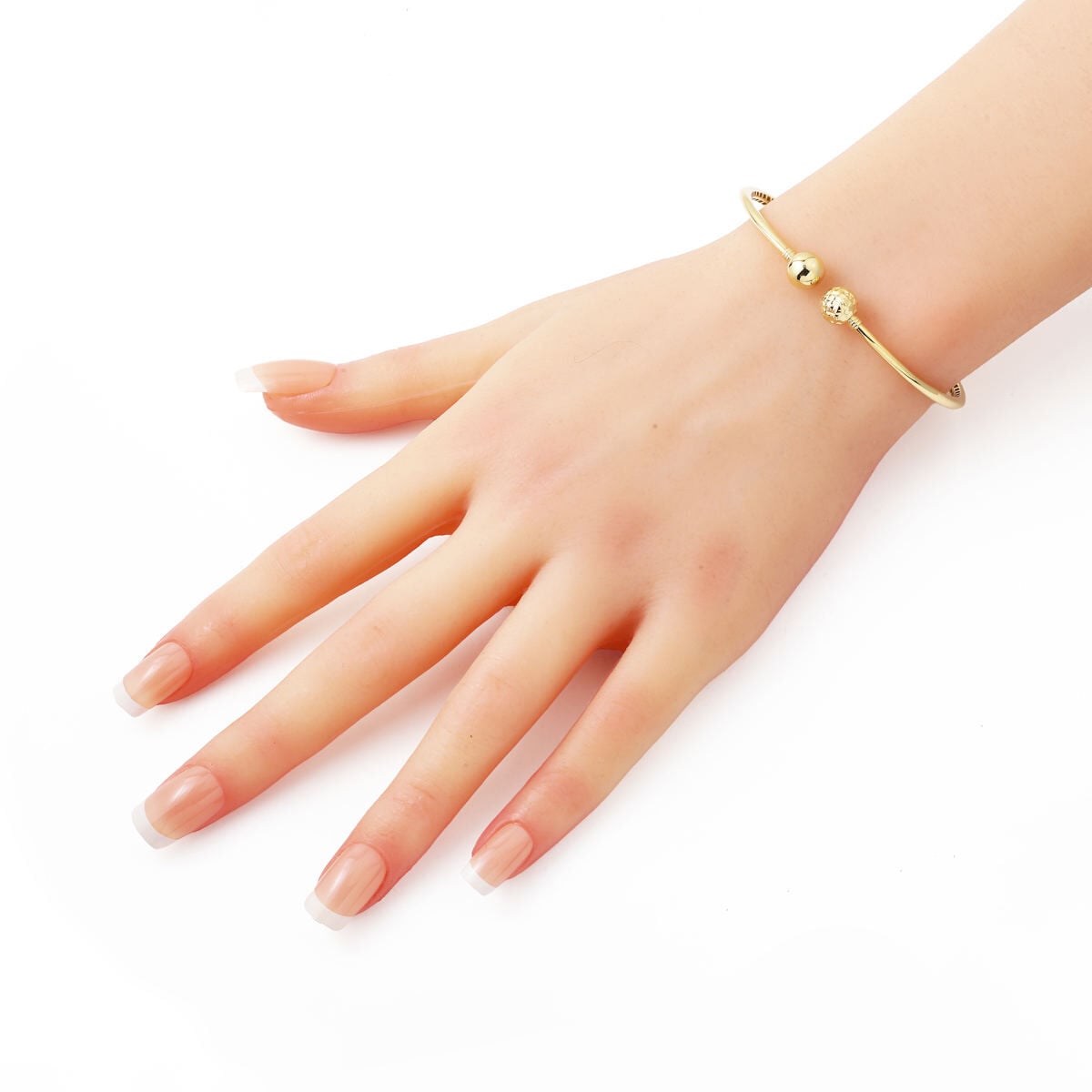 14K Yellow Gold Wishbone Hinged Cuff Bangle