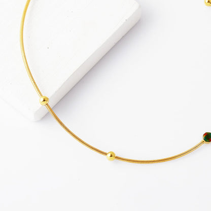 14K Yellow Gold Italian Collection Enamel Choker Necklace