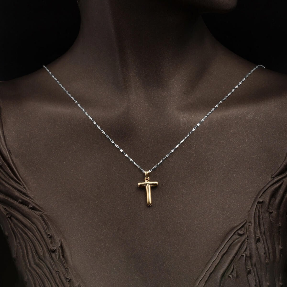 14K Yellow Gold Balloon Design Initial T Pendant