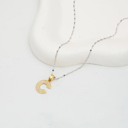 14K Yellow Gold Initial C Cubic Zirconia Pendant