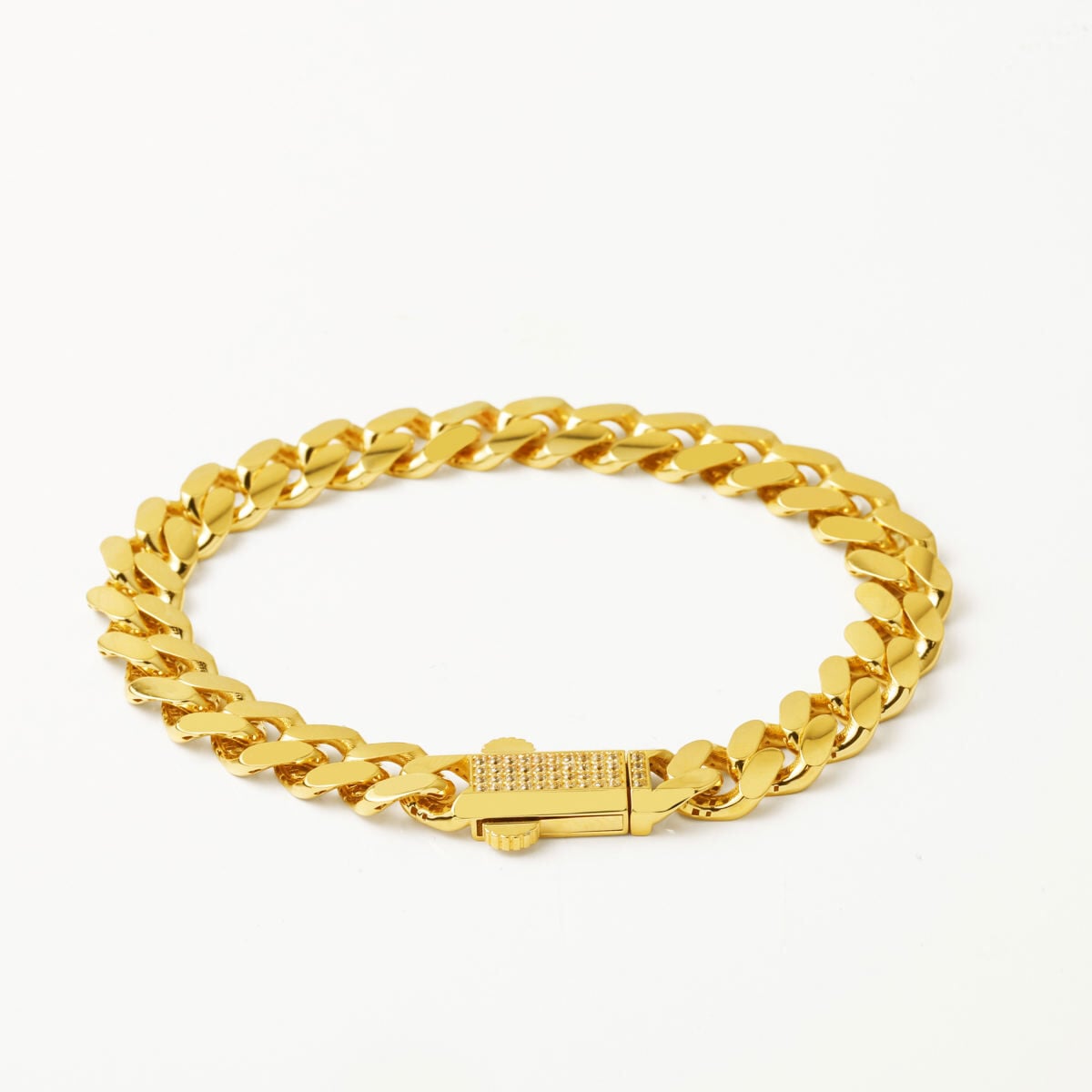 14K Yellow Gold Vera Curb Cubic Zirconia ID Bracelet