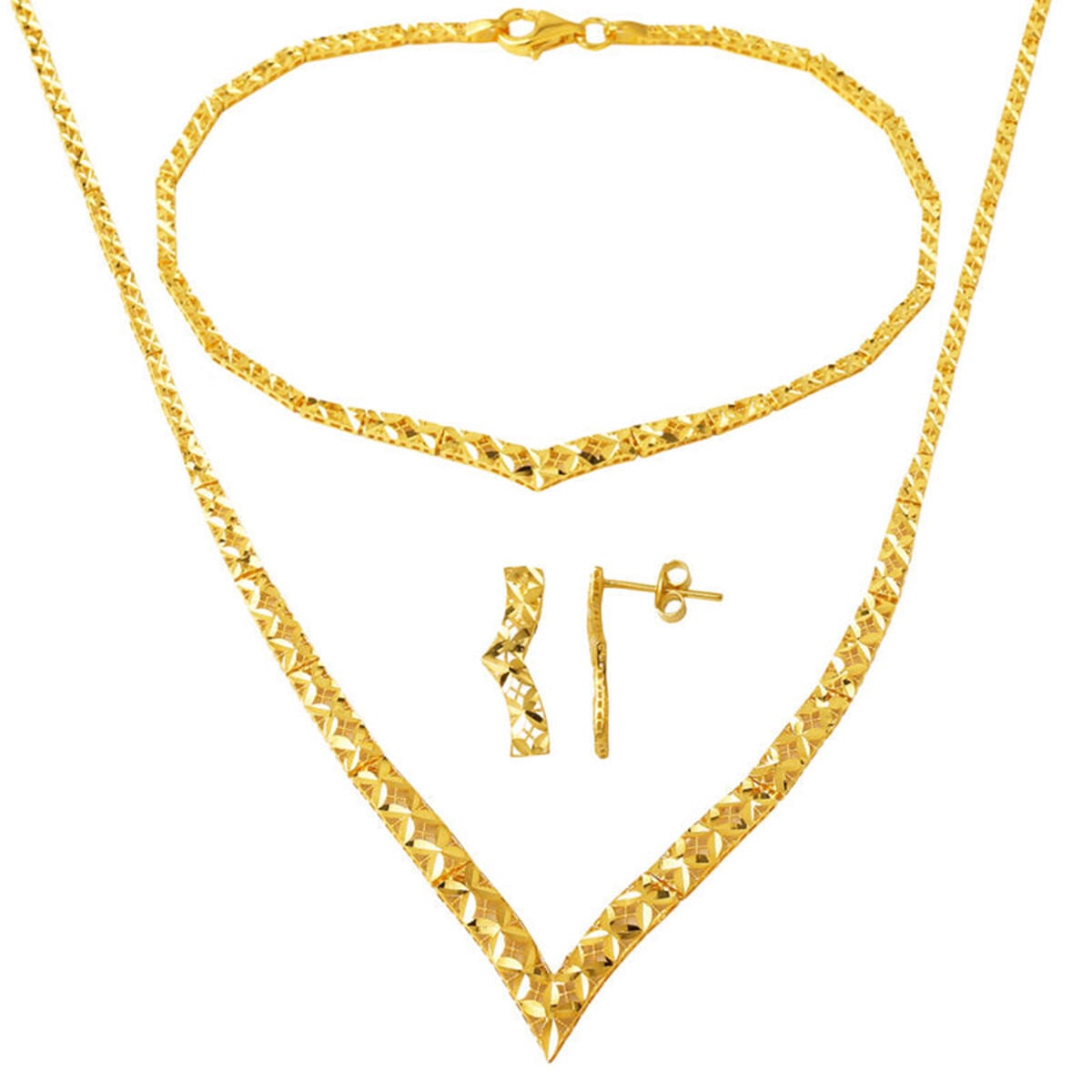 14K Yellow Gold Flower of Life Jewelry Set