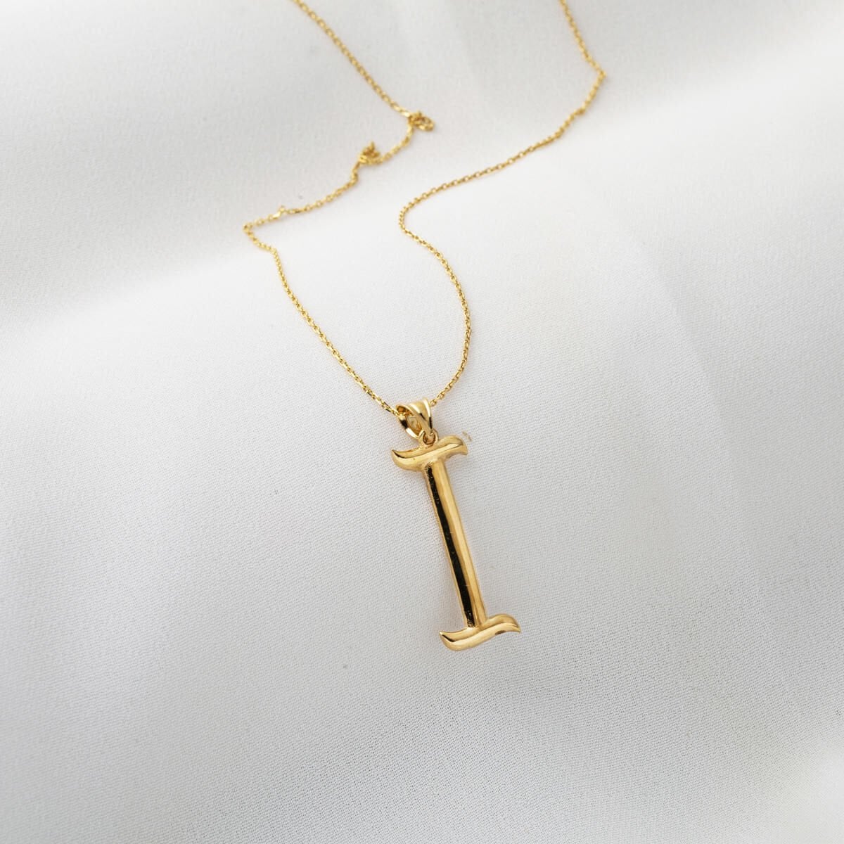 14K Yellow Gold I Initial Necklace